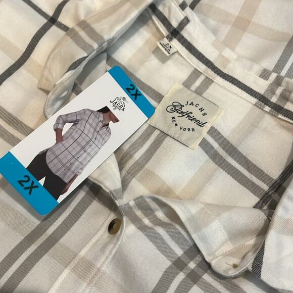 NWT Jachs Girlfriend Ladies Flannel Button Plaid Shirt Size XXL 2X Plus Size‎ - Picture 8 of 16